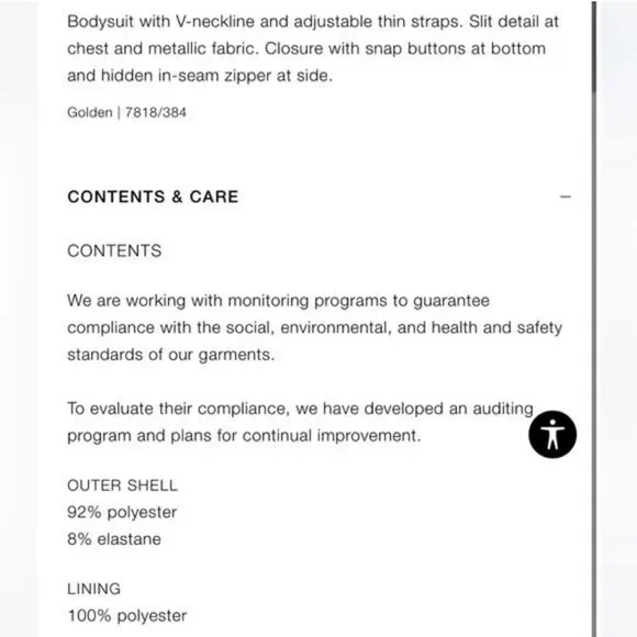 NWT Zara Metallic Gold Ruched Liquid Bodysuit with Cutout Medium 7818/384/303 - Picture 6 of 13